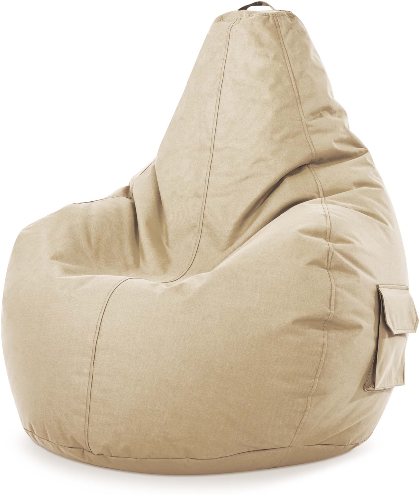 Green Bean© Sitzsack mit Rückenlehne "Cozy" 80 x 70 x 90 cm - Gaming Chair mit 230L Füllung - Bean Bag Lounge Chair Sitzhocker Beige Bild 1