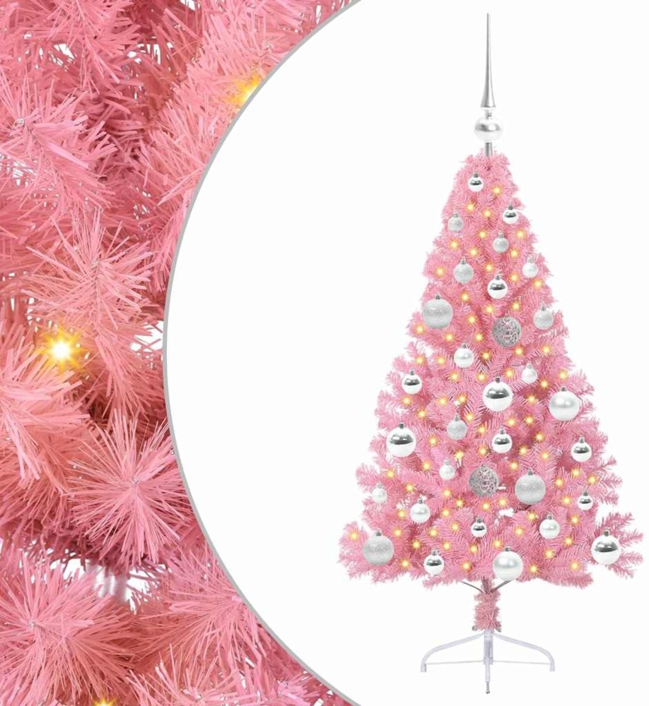vidaXL Künstlicher vorbeleuchteter Weihnachtsbaum Rosa 120 cm PVC 3397055 Bild 1