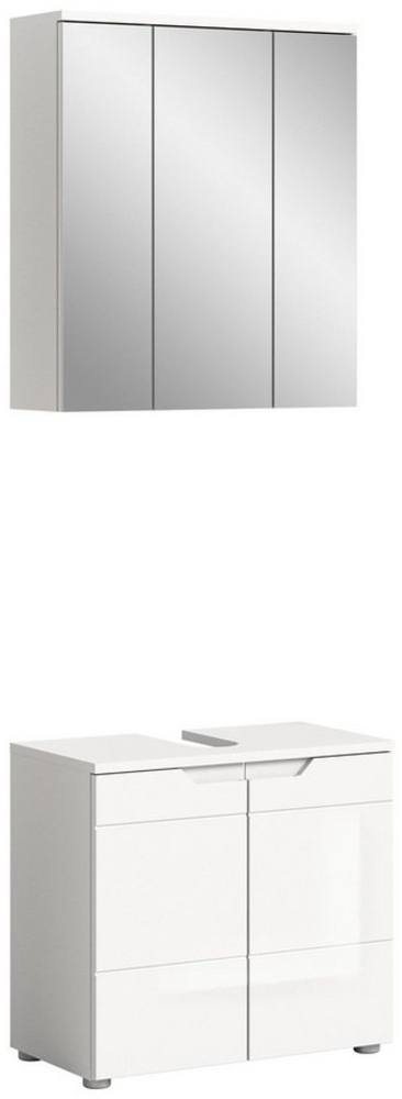 INOSIGN Badmöbel-Set CAPRI, 2-teilig, mit eingefasster Griffmulde, bestehend aus:, Waschbeckenunterschrank und Spiegelschrank Bild 1