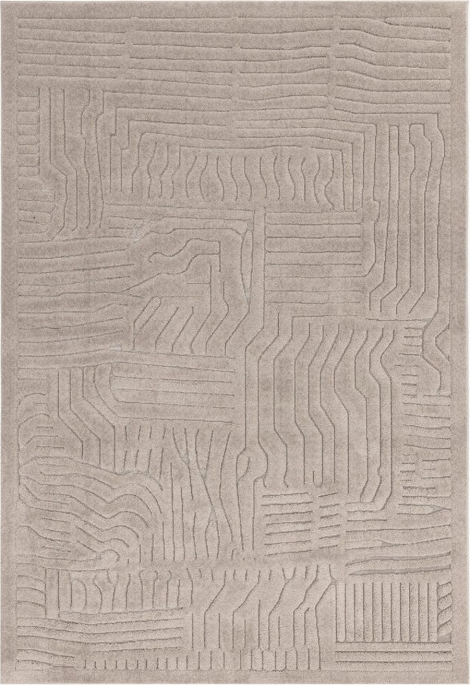 Teppich Strukturflor 3D-Relief | Wohnzimmerteppich Hoch-Tief-Effekt | Designerteppich Abstrakt | Moderner Skandinavischer Stil | Taupe 120x170cm 1,5cm Florhöhe | EDEN-Carlisle von Kadima Design Bild 1