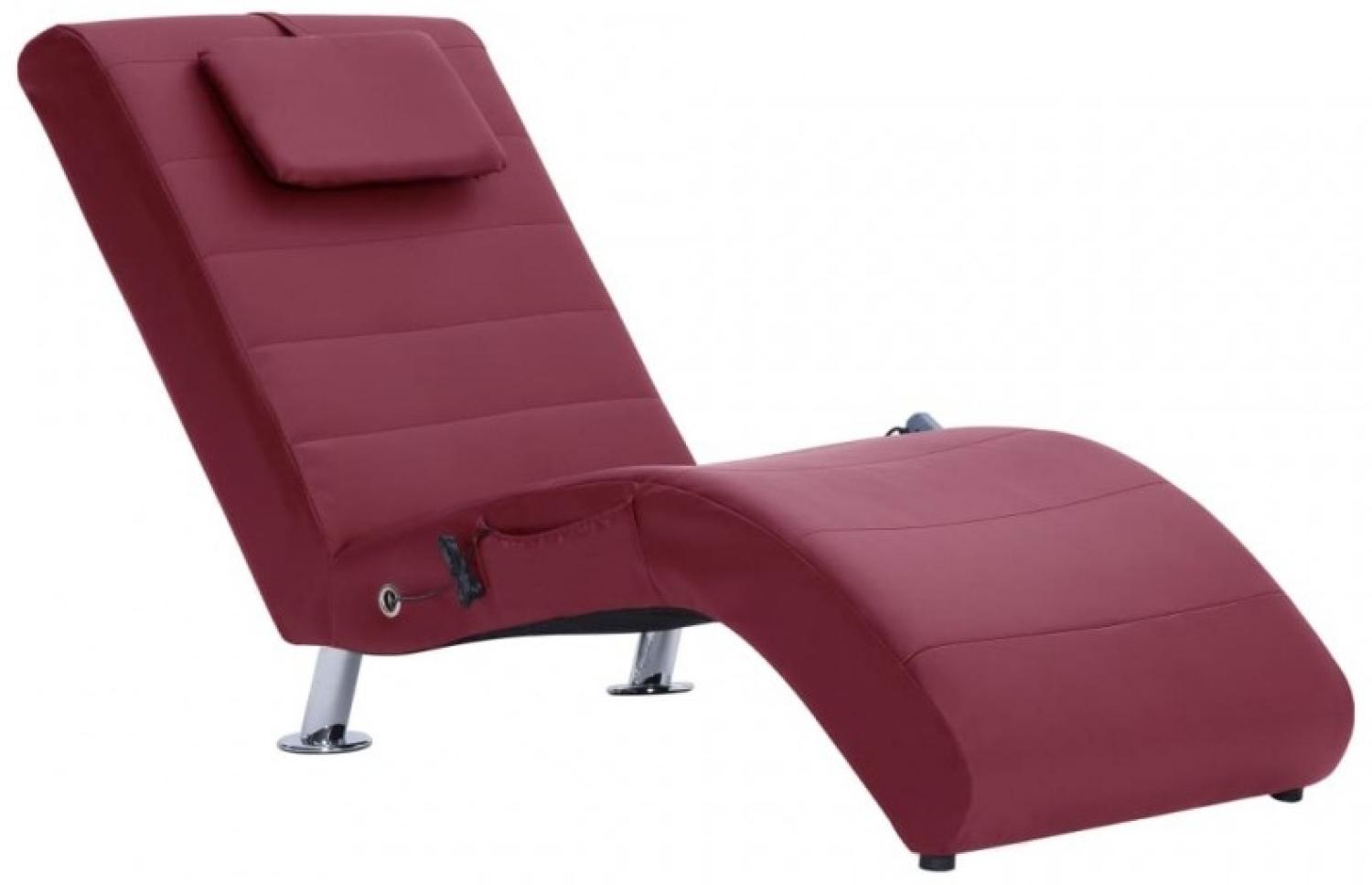 vidaXL Massage-Chaiselongue mit Kissen Weinrot Kunstleder 281287 Bild 1