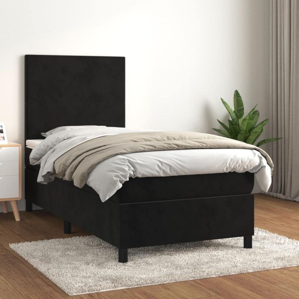 vidaXL Boxspringbett mit Matratze Schwarz 80x200 cm Samt 3142871 Bild 1