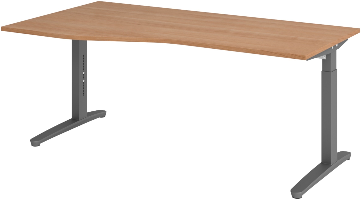bümö Schreibtisch höhenverstellbar 180x100 cm in Nussbaum, Metallgestell in graphit - Bürotisch groß, höhenverstellbarer Büroschreibtisch, Computertisch & PC Tisch Büro, X18-N-GG Bild 1