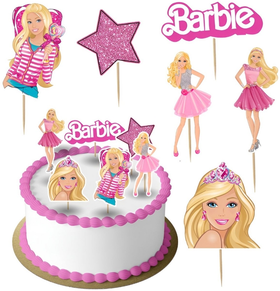 Festivalartikel Tortenstecker Barbie Topper Set 6 Stk Geburstag Torten Deko Kuchen Junge Bild 1