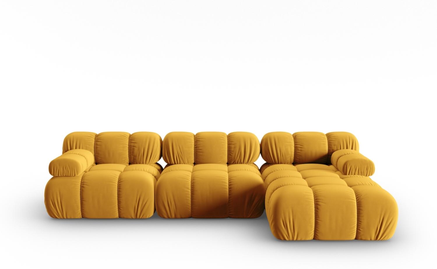 Micadoni Modulares Ecksofa Bellis 4-Sitzer Rechts Samtstoff Gelb Bild 1