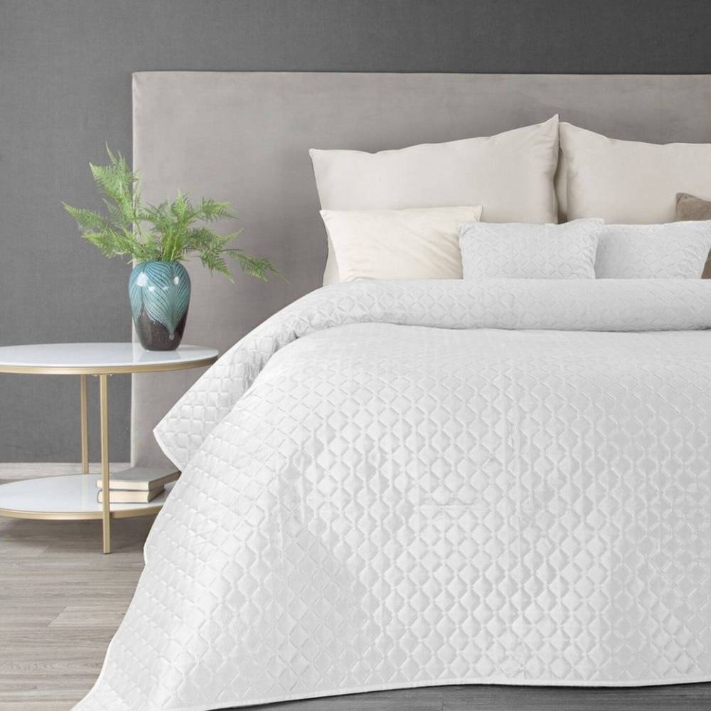 Eurofirany Tagesdecke Gesteppte Decke Velours Karomuster Weicher Überwurf, Eleganter Bettüberwurf Doppelbett Bild 1