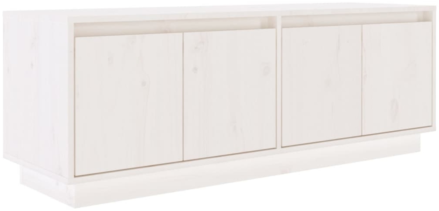 TV-Schrank Lowboard TV Weiß 110x34x40 cm Massivholz Kiefer Bild 1