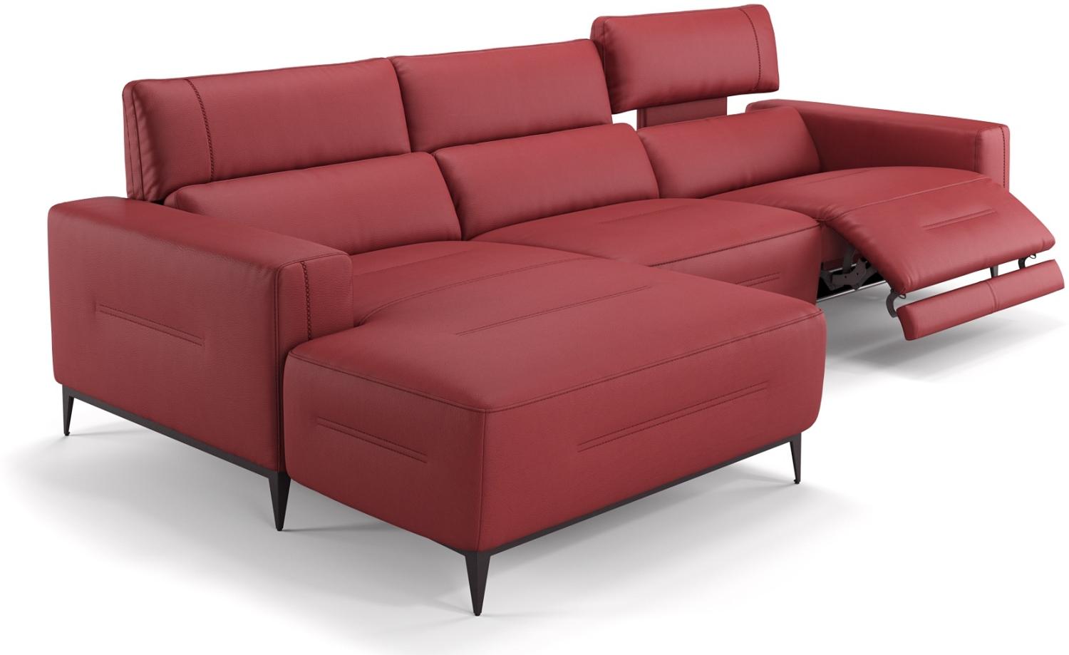 Sofanella Ecksofa TERAMO Ledersofa Eckgarnitur Eckcouch in Rot S: 260 Breite x 101 Tiefe Bild 1