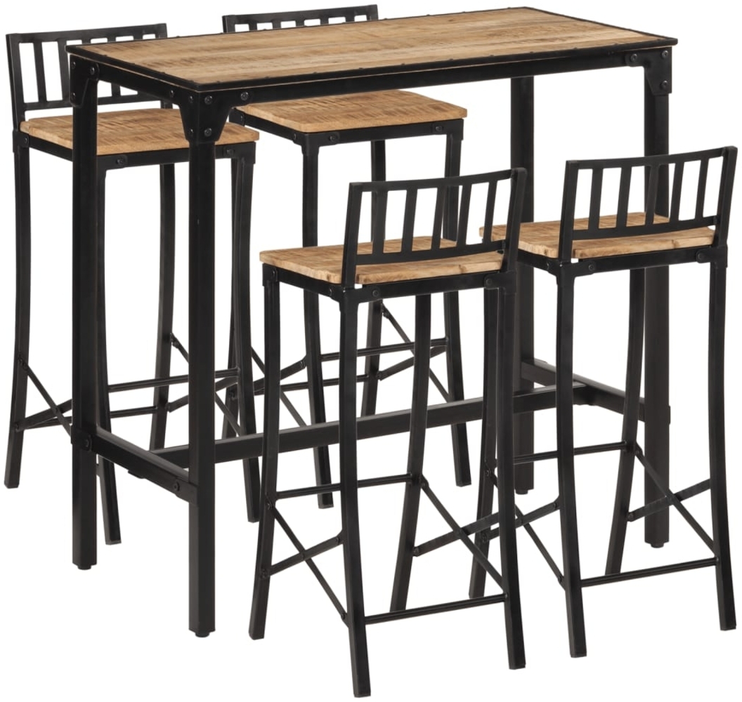 vidaXL 5-tlg. Bar-Set Raues Mangoholz und Metall 3216409 Bild 1
