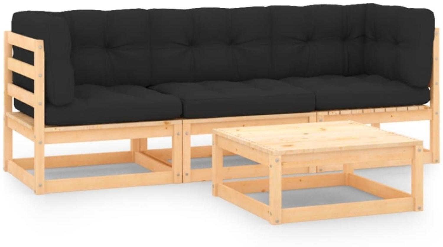 vidaXL 4-tlg. Garten-Lounge-Set mit Kissen Massivholz Kiefer 3083742 Bild 1