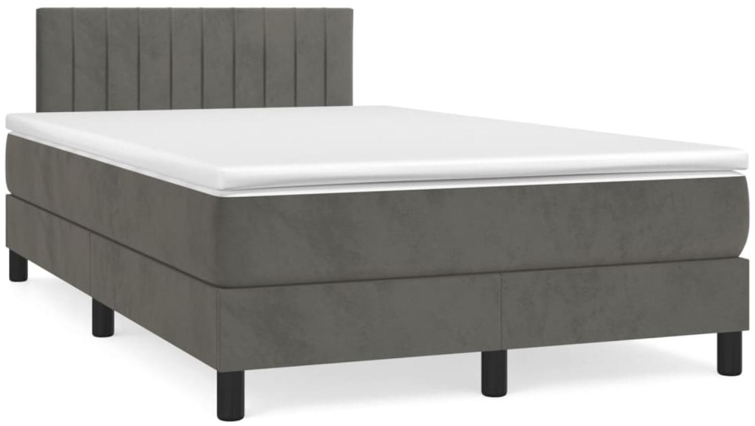 vidaXL Boxspringbett mit Matratze Dunkelgrau 120x190 cm Samt 3269850 Bild 1