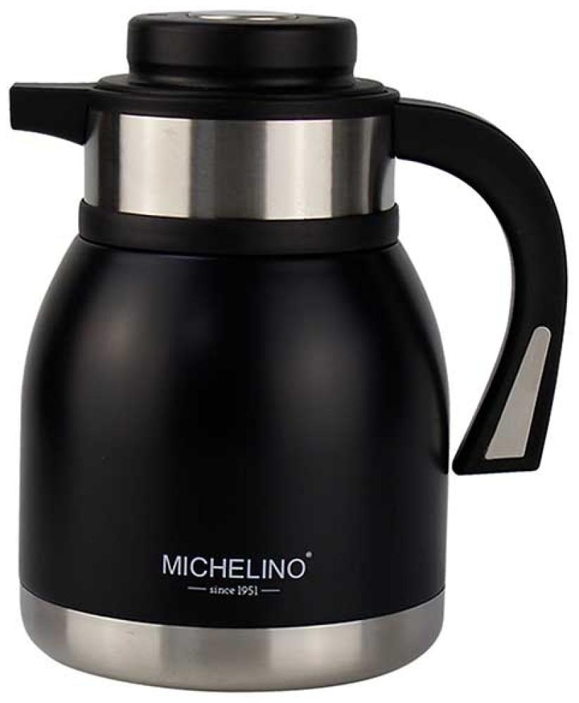 Michelino 1.2L Thermoskanne Doppelwandig Getränkespender Isolierkanne Kanne Kaffee Tee Teekanne Schwarz Bild 1