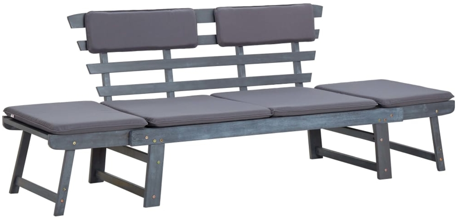 vidaXL Gartenbank mit Auflagen 2-in-1 190 cm Grau Massivholz Akazie 312119 Bild 1