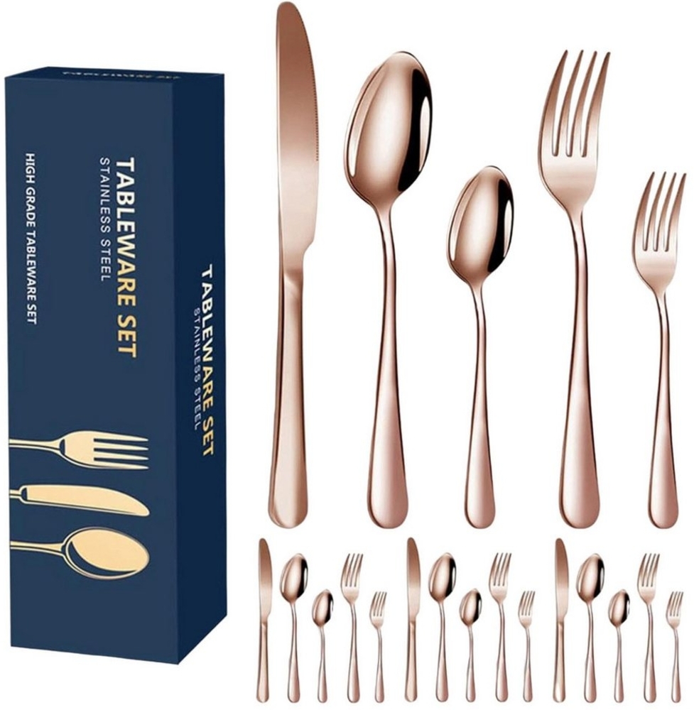 MAGICSHE Besteck-Set Besteck Set 4 Personen, 20 Teilige Edelstahl Besteckset Spiegelpoliert, 4 Personen, Einfarbig, Essbesteck Set mit Messer Gabel Löffel Bild 1