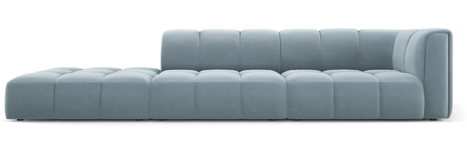 Micadoni Modulares Sofa Serena 4-Sitzer offene Seite Links Samtstoff Hellblau Bild 1