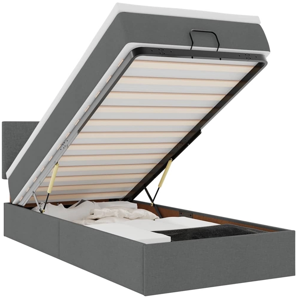 vidaXL Ottomane Bett mit Matratze & LEDs Dunkelgrau 80x200 cm Stoff 3312181 Bild 1