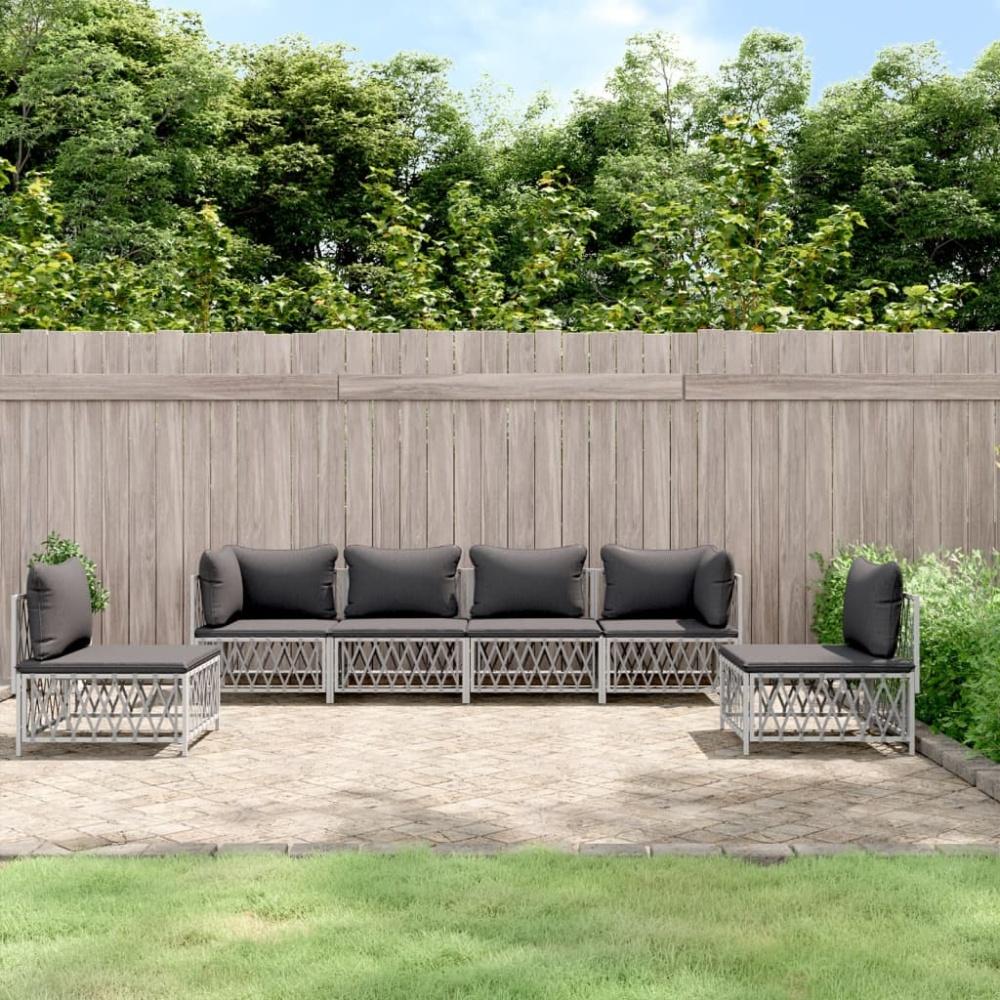 vidaXL 6-tlg. Garten-Lounge-Set mit Kissen Weiß Stahl 3186842 Bild 1