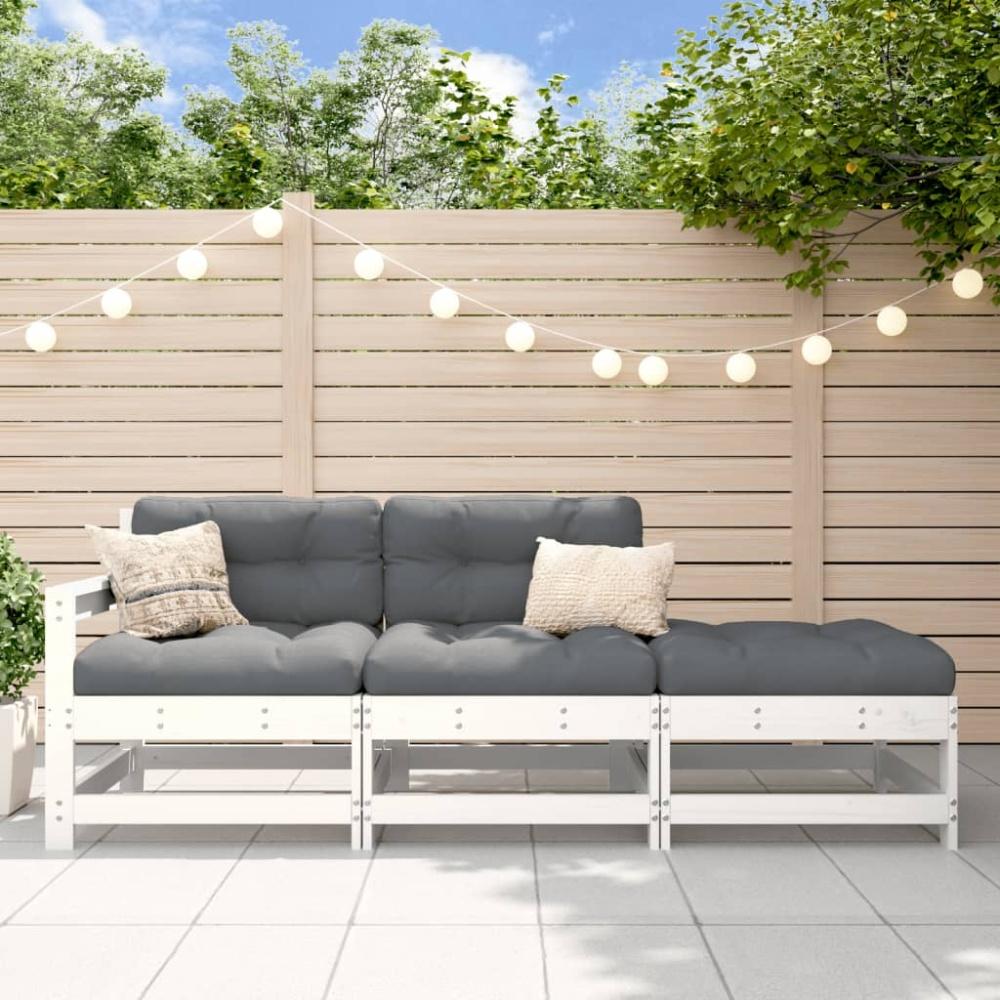 vidaXL 3-tlg. Garten-Lounge-Set Weiß Massivholz Kiefer 825521 Bild 1