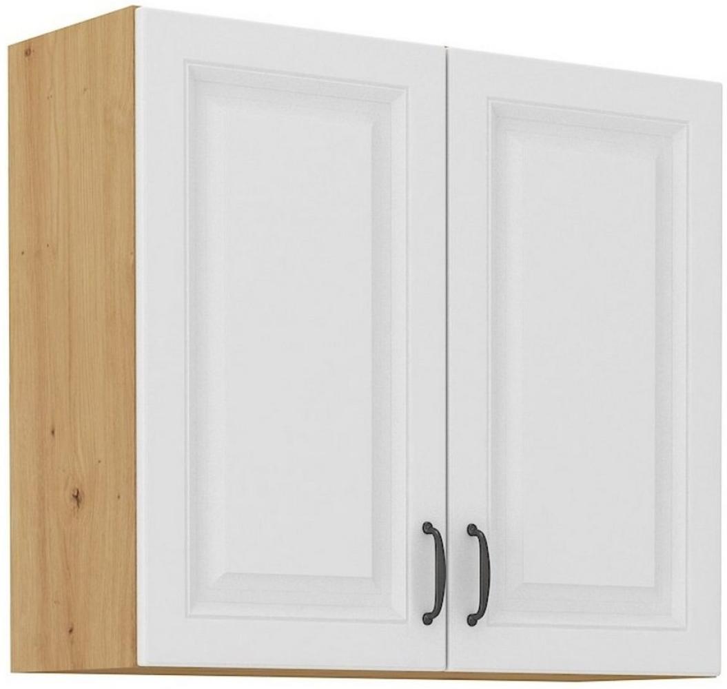 Hängeschrank 80 cm Stilo Weiss + Eiche Artisan Küchenzeile Küchenblock Küche Bild 1