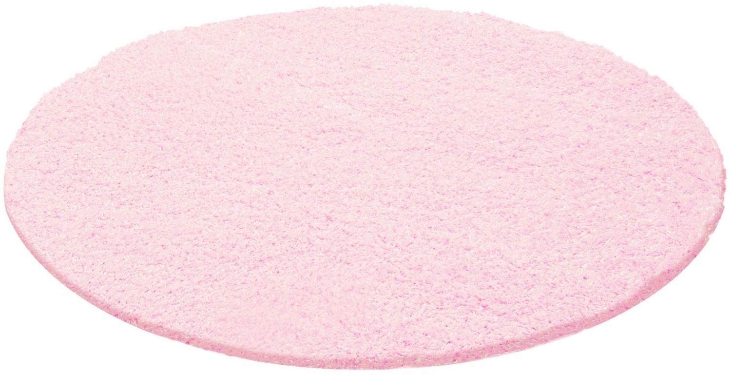 Hochflor Teppich Lux rund - 120 cm Durchmesser - Rosa Bild 1