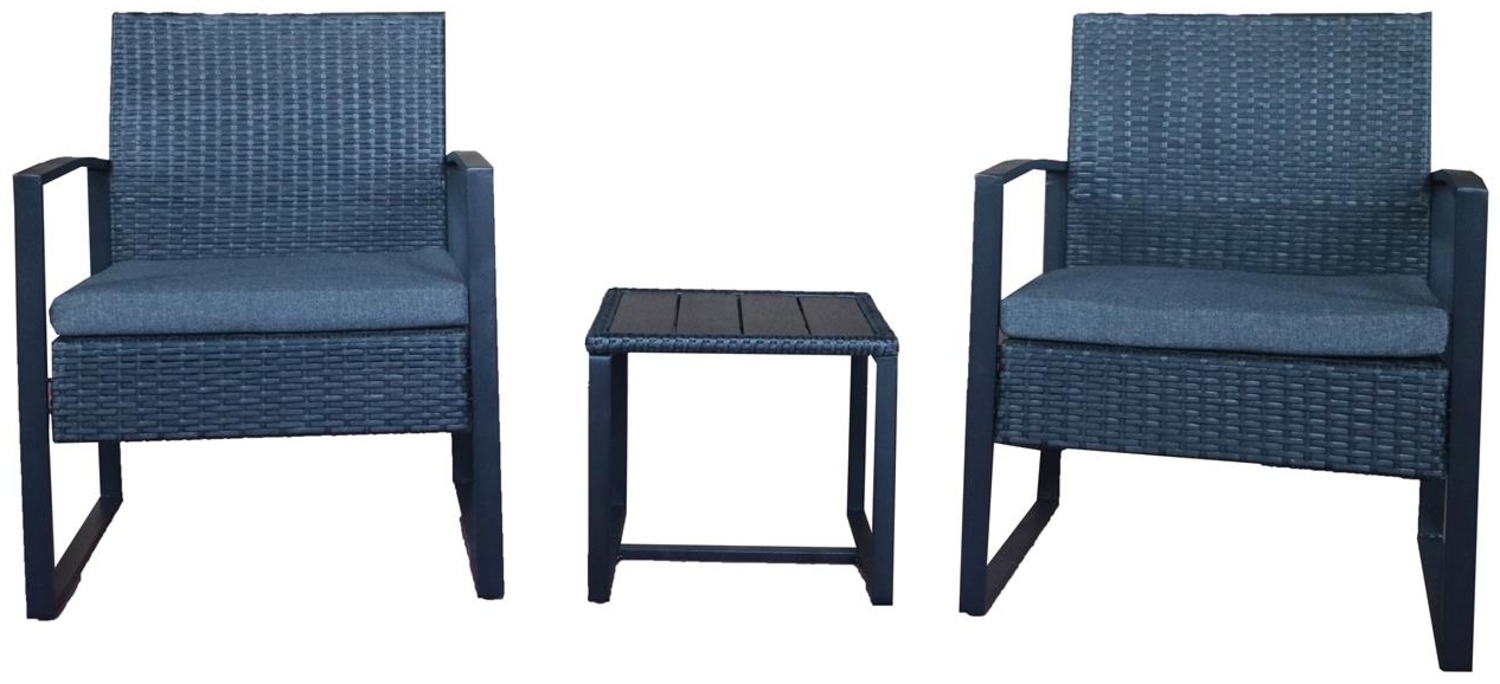 Garten Sitzgruppe 5-teilig Polyrattan anthrazit mit Tisch und Kissen Bild 1