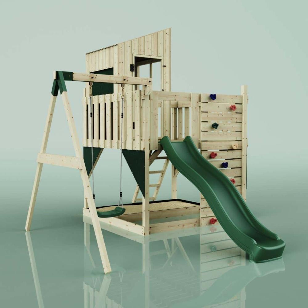 PolarPlay Spielturm Brita aus Holz in Blau Bild 1