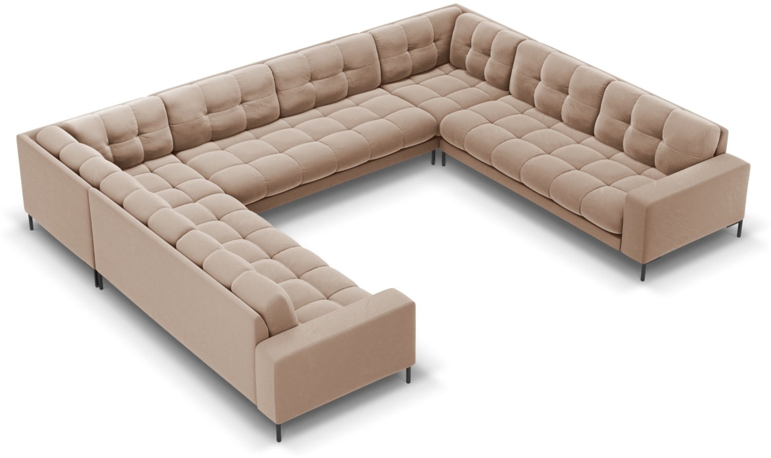 Micadoni Wohnlandschaft Mamaia 9-Sitzer Samtstoff Bluvel Beige schwarze Beine Bild 1