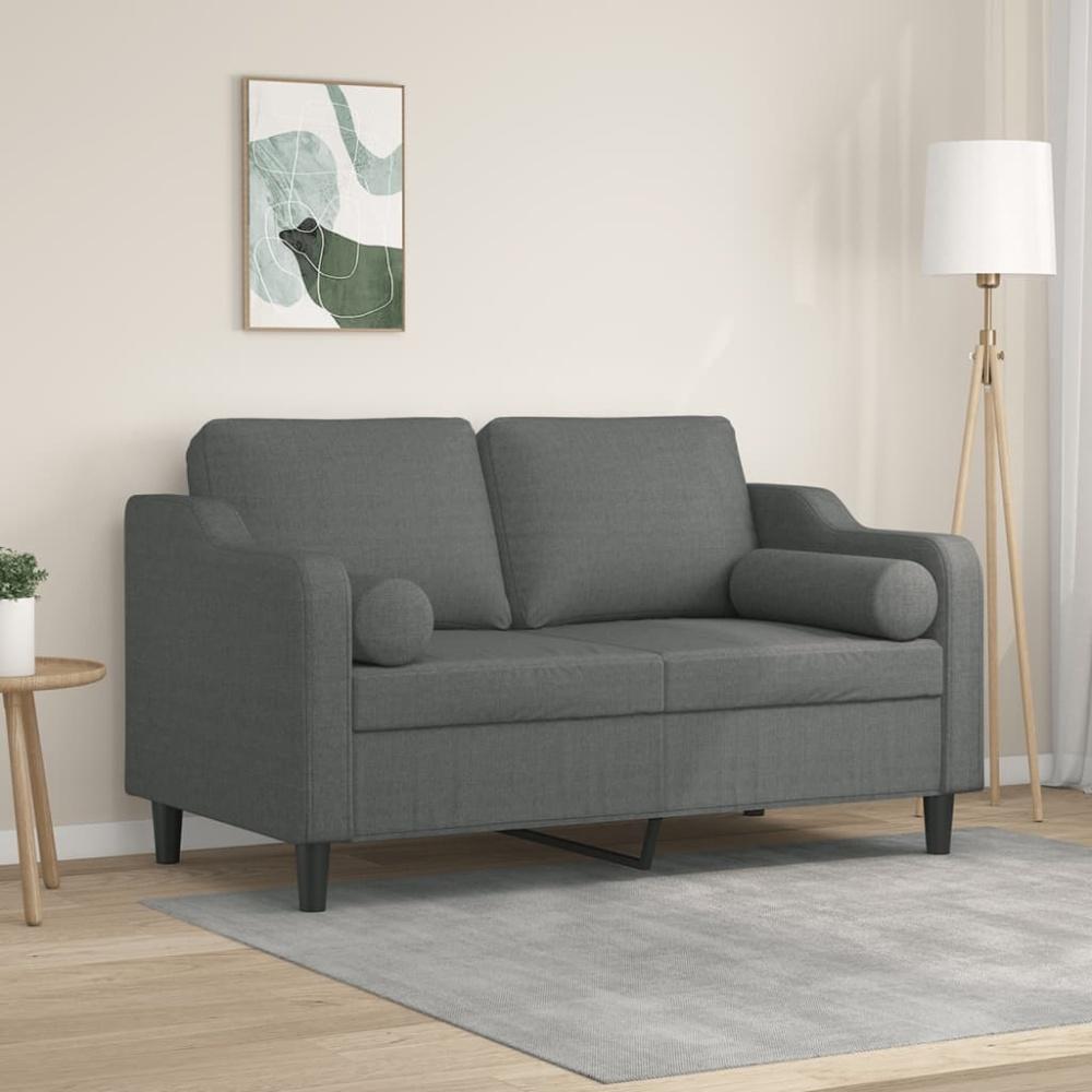 vidaXL 2-Sitzer-Sofa mit Zierkissen Dunkelgrau 120 cm Stoff 3200838 Bild 1