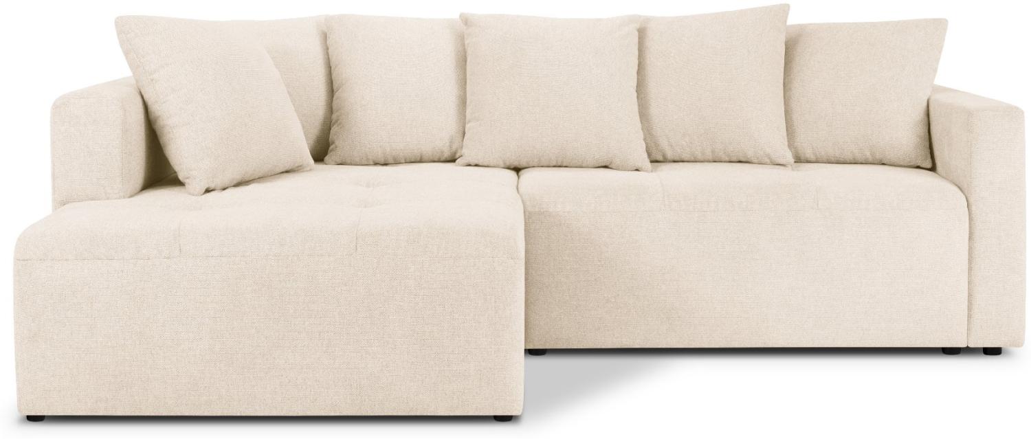 Micadoni Ecksofa mit Bettfunktion und Box Elie 4-Sitzer Links Strukturierter Stoff Beige Bild 1