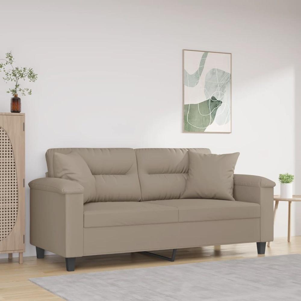 vidaXL 2-Sitzer-Sofa mit Kissen Taupe 140 cm Mikrofasergewebe 3200971 Bild 1