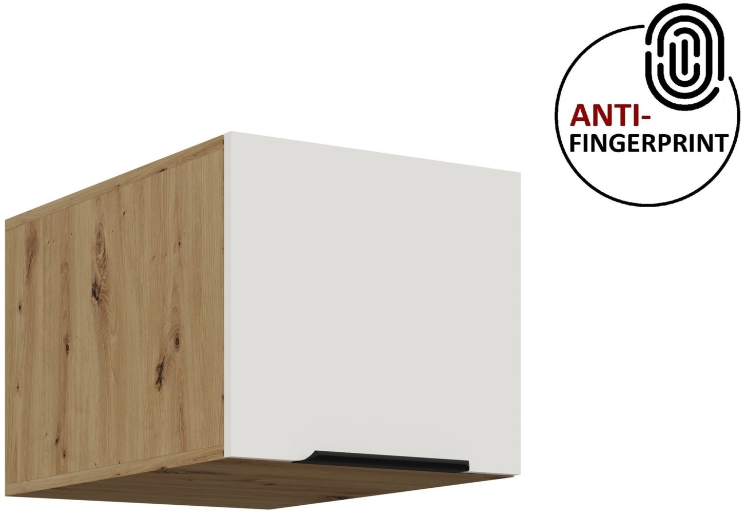 Küchen Aufsatzschrank 40 cm ARIA Weiss ultra matt + Eiche Artisan matt, hochwertige Fronten mit Anti Fingerprint Beschichtung Küchenzeile Küchenblock Bild 1