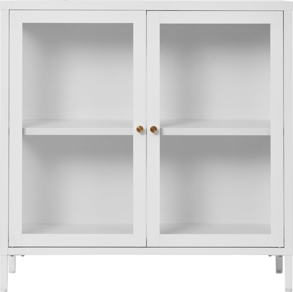 Schrank, 2 Glastüren, Stahl, weiß, 80 x 35 x 80 cm Bild 1