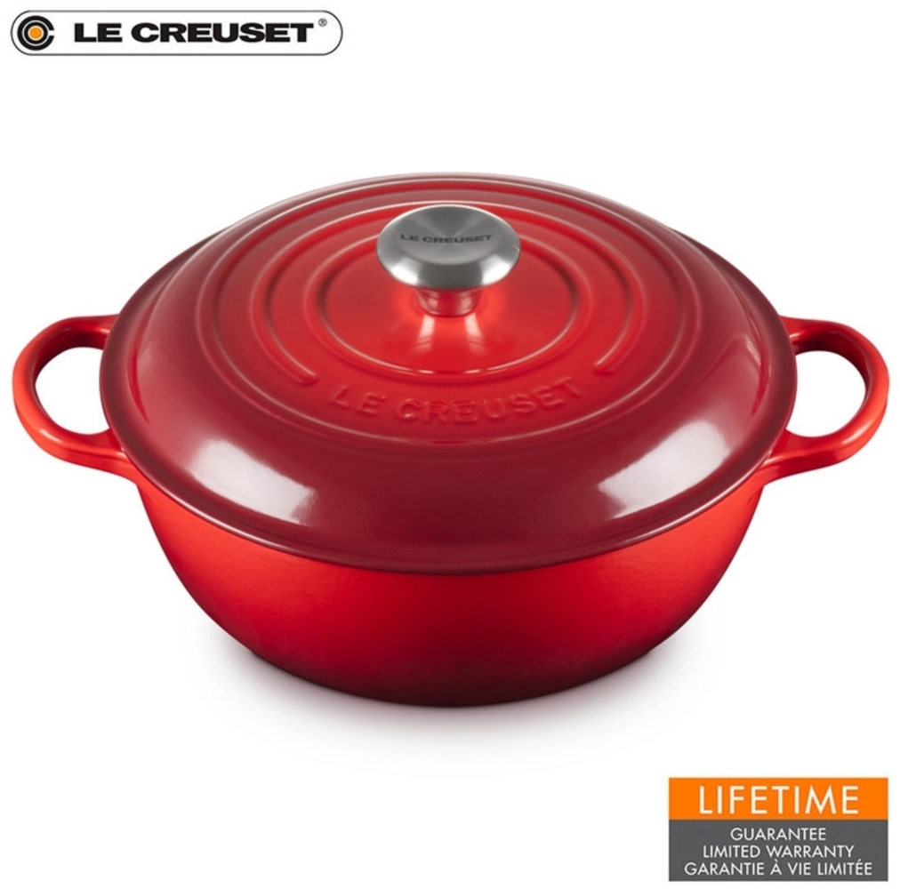 Le Creuset Stew Pot Rund Signature 26 cm Kirschrot - 26 cm - Rot Bild 1