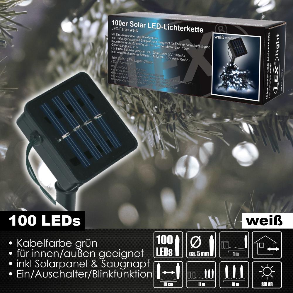 100er Solar LED Lichterkette Innen Außen Gartenbeleuchtung Party Outdoor weiß Bild 1