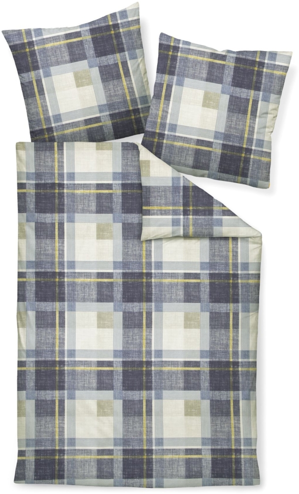 Janine Feinbiber Bettwäsche 240 x 220 cm + 2 x 80 x 80 3 teilig DAVOS 65159-02-633 denimblau Bild 1