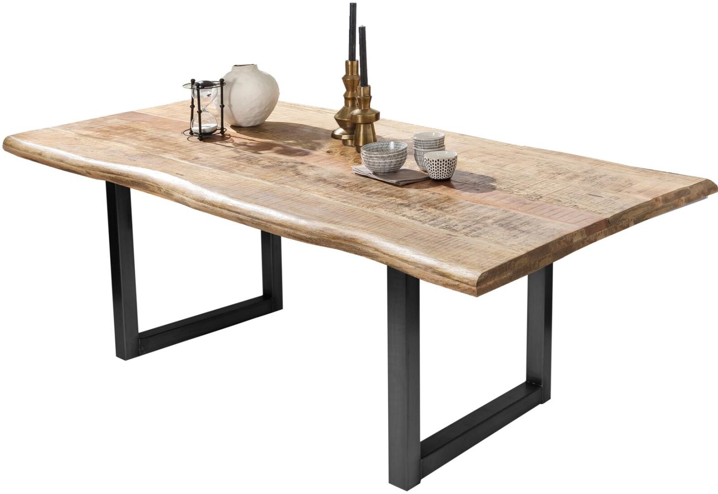 TABLES&Co Tisch 160x90 Mangoholz Natur Metall Schwarz Bild 1