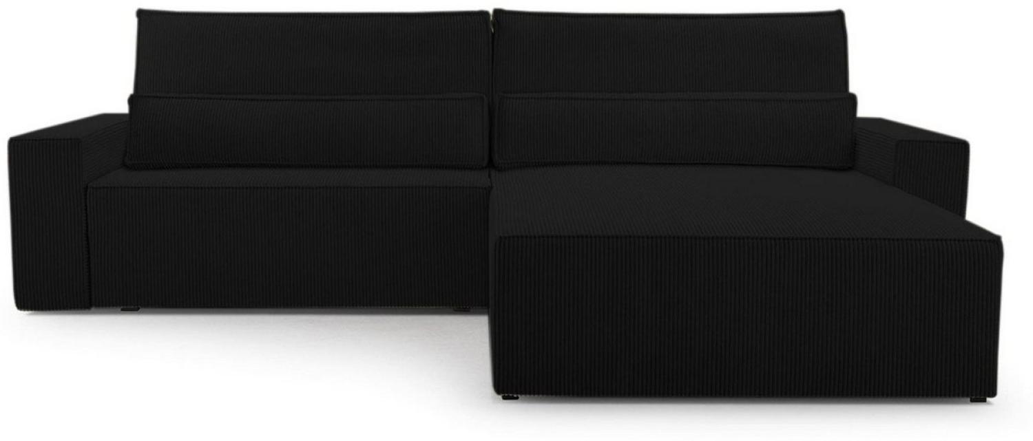 MOEBLO Ecksofa aus Cord DENVER L, Ottomane beidseitig montierbar Couch Cord für Wohnzimmer Schlafsofa Sofagarnitur Sofa Eckcouch L-Form Cordstoff - 290x85x200cm, mit Schlaffunktion und Bettkasten Bild 1