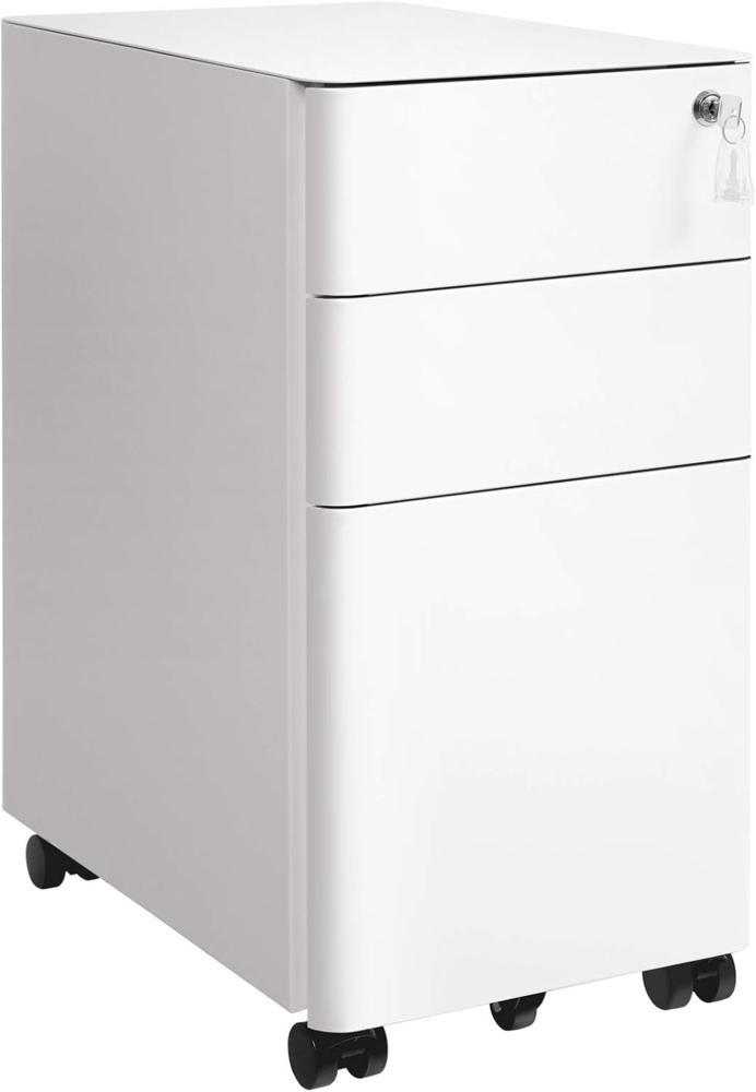Songmics Rollcontainer abschließbar, Stahl Weiß, 30 x 46 x 59,2 cm Bild 1