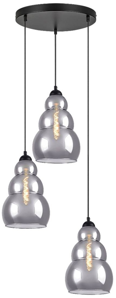 Rabalux 72213 Hängeleuchte SALVATORE E27 3x max. 40W Metall schwarz, Glas getönt B:35cm H:190cm Ø20cm dimmbar Bild 1