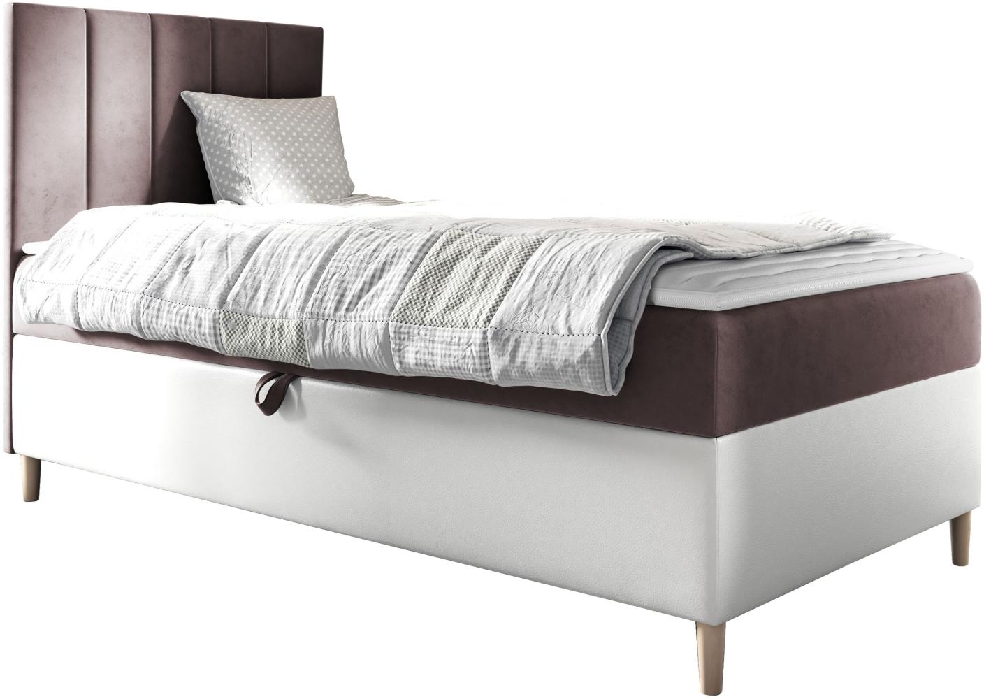 Boxspringbett Chapeni 'Junior 1' rosa 90 x 200 cm Links Bild 1