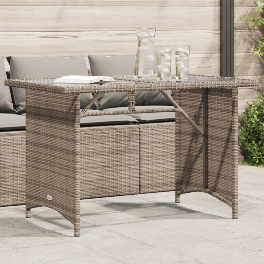 vidaXL Gartentisch mit Glasplatte Grau 110x68x70 cm Poly Rattan 366352 Bild 1