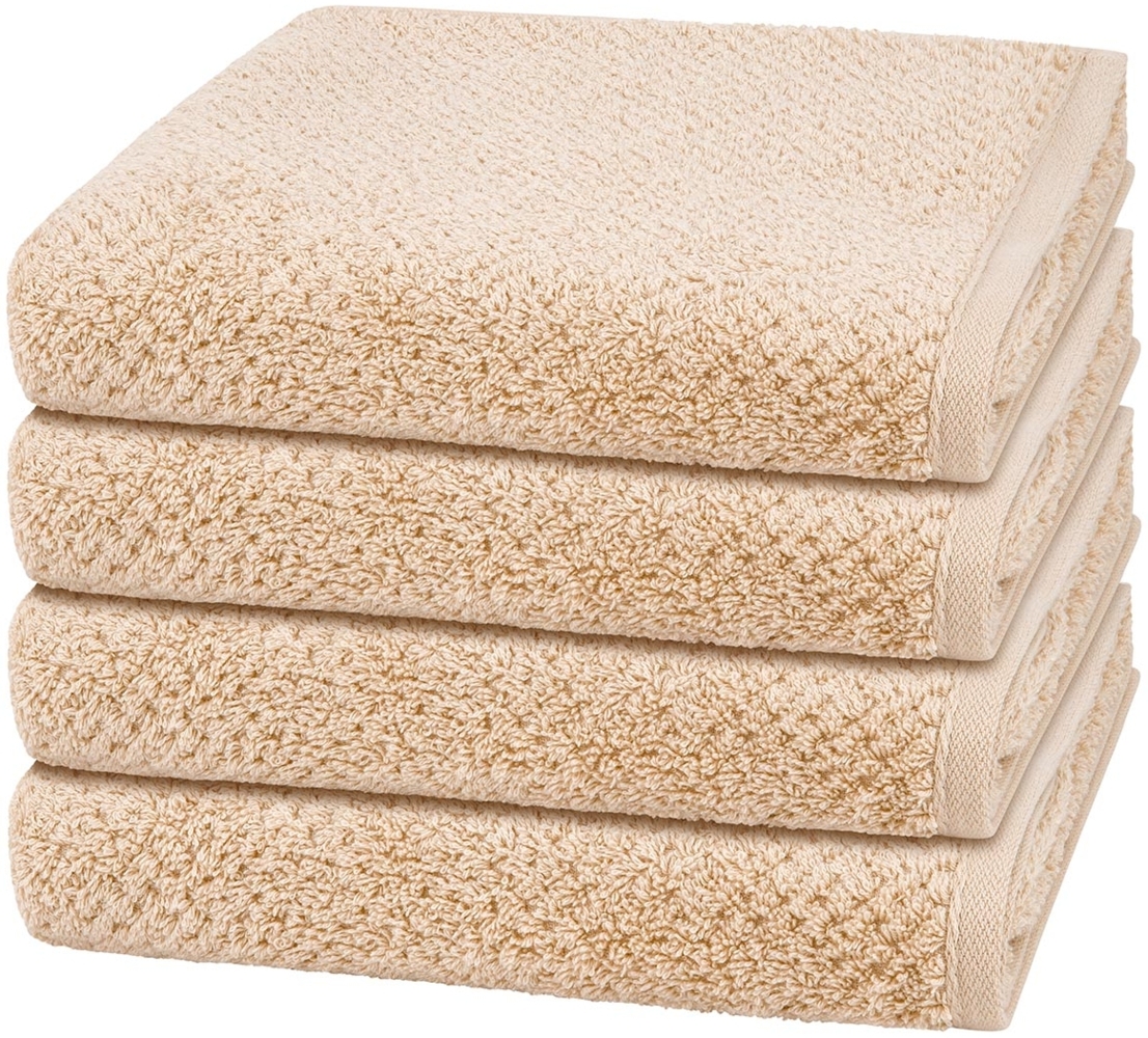 Cawö Pure 4 tlg. Frottier-Set - 4 X Handtuch (50 X 100cm) - 494 g/m2 - Beige Bild 1