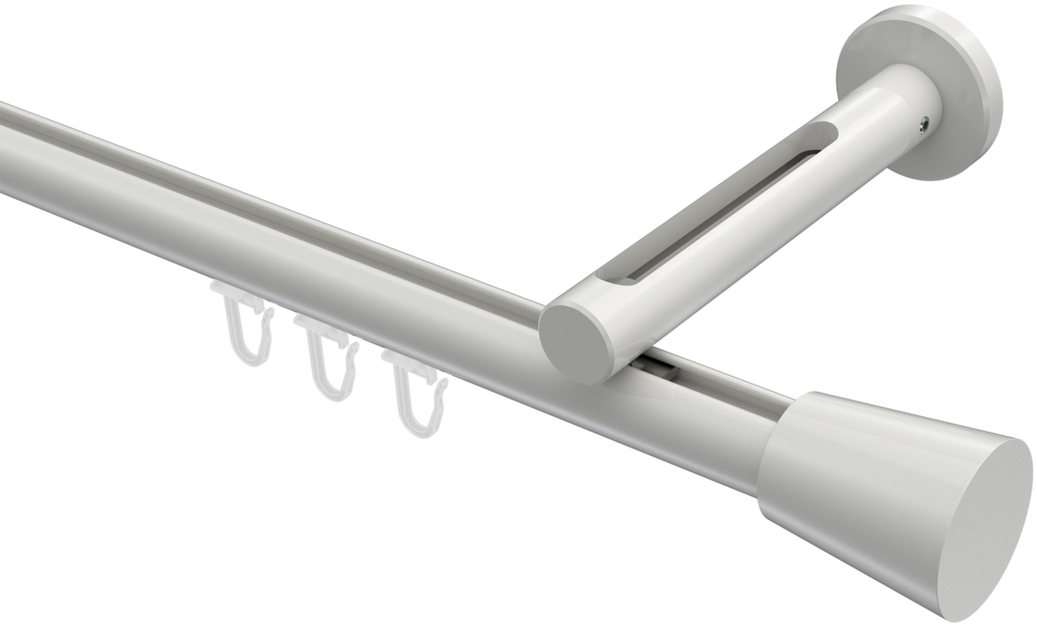 Innenlauf-Gardinenstangen-Set Siteno Sitra 400 cm (geteilt in 2 x 200 cm), 1-läufig, 20 mm Ø Weiß Bild 1