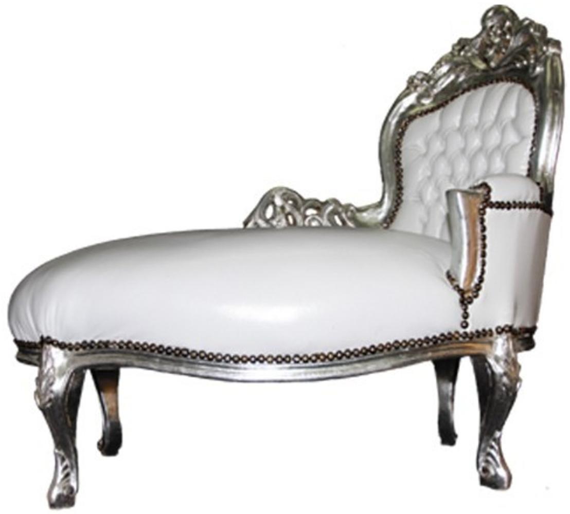 Casa Padrino Barock Kinder Chaiselongue Weiß / Silber - Barock Möbel Bild 1