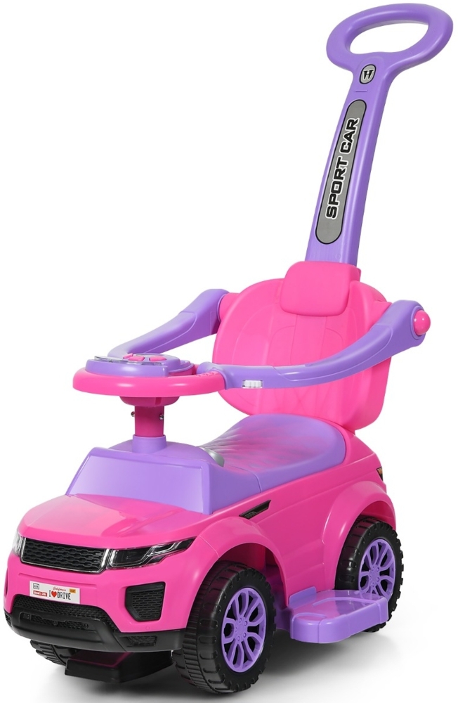 3-in-1-Kinderauto Schiebeauto mit Hupe Musik Licht 89 x 43 x 84 cm Rosa Bild 1
