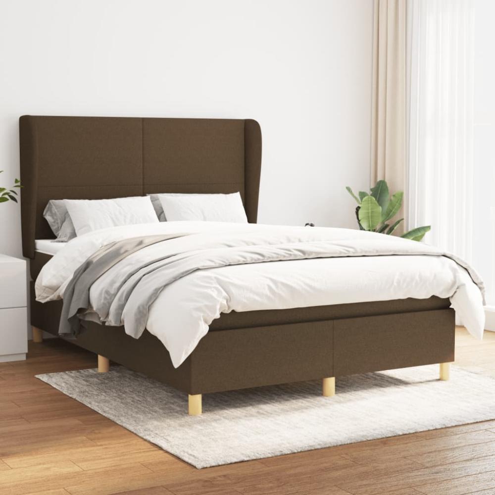 Boxspringbett mit Matratze Stoff Dunkelbraun 140 x 200 cm Bild 1