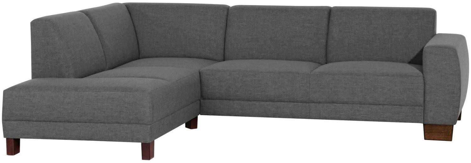 Ecksofa mit Ottomane rechts Katy Bezug Flachgewebe (Leinenoptik) Buche nussbaum dunkel / anthrazit 22994 Bild 1