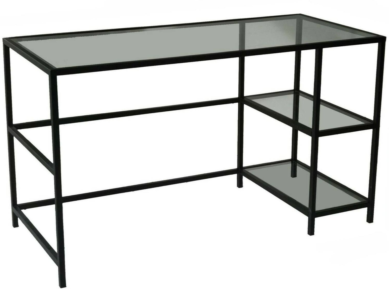 Dmora Schreibtisch Ameglia, Mehrzweckschreibtisch, Bürotisch für PC, Eckschreibtisch, 130x60h75 cm, Schwarz Bild 1