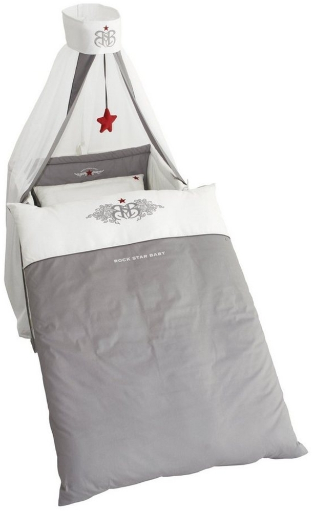 roba Bettgarnitur 'Rock Star Baby 1' 4-teilig - Bettwäsche 100 x 135 - Nestchen - Himmel Bild 1