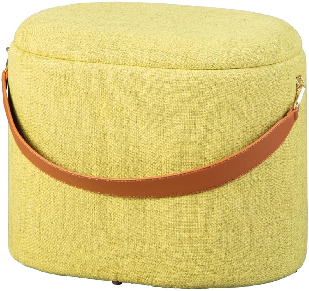 Hocker >Dilia< Textil gelbgrün mit Griff PU Bild 1